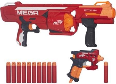Nerf N-Strike Mega Series RotoFury Blaster, includes a compact BigShock blaster