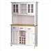 Home Styles Furniture 3 Drawer Large White Wood Buffet with Natural Wood Top and 2-Door Hutch