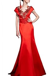 A-line V-neck Cocktail Floor Length Backless Beaded Mesh Sequined Satin Cap Sleeves Short Sleeves Evening Dress/Homecoming Dress/Pageant Dress/Prom Dress/Party Dress/Wedding Dress 