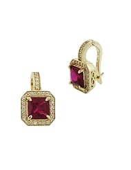 Sterling Silver Gemstone and Cubic Zirconia Square Clutchless Earrings