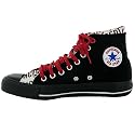 P14 Black Converse Red Double Tongue Trainers Sizes 5-11 UK
