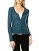LE3NO Womens Lightweight V Neck Fine Knit Cardigan with Stretch (XS-2XL)