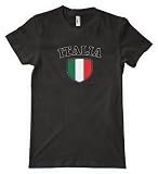 (Cybertela) Italia Flag Crest Women's T-shirt Country Pride Shield Tee (Black, X-Large)