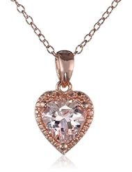 Rose-Gold Flashed Silver Morganite Heart Pendant Necklace, 18"