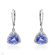 Earrings With 4.71ctw Precious Stones - Genuine Diamonds and Tanzanites Beautifully Designed in 14K White Gold Length 27.5mm
