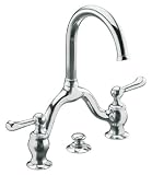 KOHLER 10332-4D-CP Lyntier Lavatory Faucet with 8-Inch Centers, Lever Handles and Plastic Drain, Polished Chrome