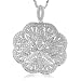 14K White Gold Diamond Star Medallion Pendant w/ Chain 24