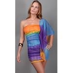 POTENTE Colorful Flutter Sleeve One Shoulder Dress Multi