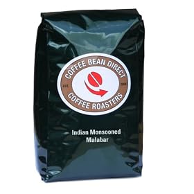 Coffee Bean Direct Green Indian Monsooned Malabar, Whole Bean Coffee, 5-Pound Bag