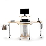 Rotating Corner Workstation with Sliding Side Tables