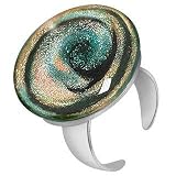  : AKUAMARINA AVENTURINE QUARTZ MURANO GLASS OPEN RING BLACK BLUE