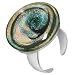 Akuamarina Aventurine Quartz & Murano Glass Open Ring black-blue