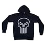 MARVEL PUNISHER "GLOW-IN-THE-DARK LINE" LICENSED FRONT-ZIP BLACK HOODED SWEATSHIRT, 2XLarge