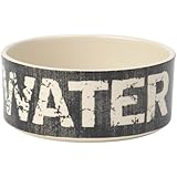 PetRageous 3.5-Cup Water Vintage Pet Bowl, 6-Inch, Black/Natural