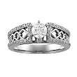 14K White Gold Diamond Celtic Style Engagement Ring Semimount - 0.16 Ct. - CENTER STONE NOT INCLUDED