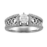 14K White Gold Diamond Celtic Style Engagement Ring Semimount - 0.16 Ct. - CENTER STONE NOT INCLUDED