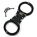 Professional Heavy Duty Black Hinged Police Style Handcuffs Double Lock with Duty Handcuff Nylon Case Holster