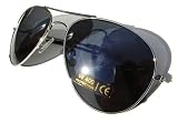 Silver Aviator Sunglasses with Semi Mirrored Lenses Mens and Womens Shades