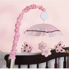 GEENNY Musical Mobile For Boutique Pink Brown Butterfly CRIB BEDDING SET