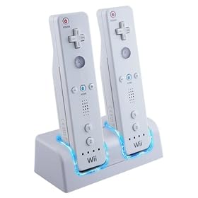 Insten for Wii remote control charger with two rechargeable batteries