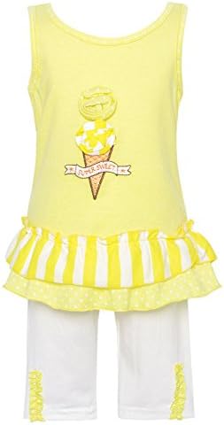 Baby Ziggles Baby Girls Yellow Stripe Dot Ice Cream 2 Pc Legging Set 12M