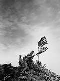 American Marines Replacing Small American Flag with Larger One Atop Mt. Suribachi People Photographic Poster Print by Louis R. Lowery, 12x16