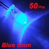 Amico 5mm Dia Clear Round Head Blue Light Emitting Diodes LED 50 Pcs