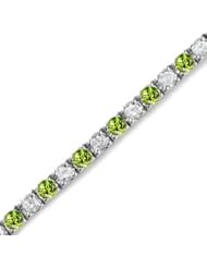 5 CT Peridot & Diamond Bracelet 14K White Gold
