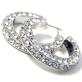 Clear Rhinestone Triple-Sided Hoop Earrings Fashion Jewelry