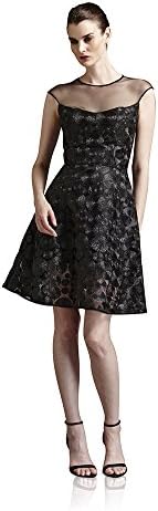 Fabiola Arias Women's Vinyl Cap Sleeve Raffia Cocktail Dress 8 Black