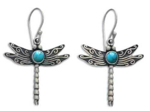 Sterling Silver Dangle Earrings, 'Blue Dragonfly' 0.9 W 1.3 L