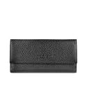 Forzieri Women's Pebble Italian Leather Clutch Wallet Black