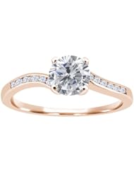1.14 Ct Round H/I Diamond White Topaz 14K Rose Gold Ring
