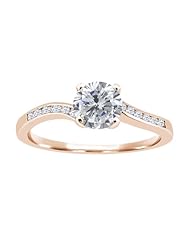 1.14 Ct Round H/I Diamond White Topaz 18K Rose Gold Ring