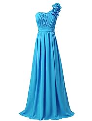 Chiffon One Shoulder Ruched Lace-Up Bridesmaid Dress/Wedding Dress 