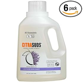 Citra Suds Natural Laundry Detergent, HE 2x Liquid Concentrate, Lavender Bergamot, 50-Ounce Bottles (Pack of 6)