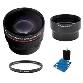 SAVEON Lens Filter Kit includes 0.43X Wide Angle High Definition Lens + TubeAdapter + Ultra Violet (UV) Lens Filter + SAVEONs Camera Cleaning Kit for PANASONIC Lumix DMC-LX3