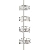 InterDesign Vine Bathroom Shower Constant Tension Caddy Pole for Shampoo, Conditioner, Soap - Satin