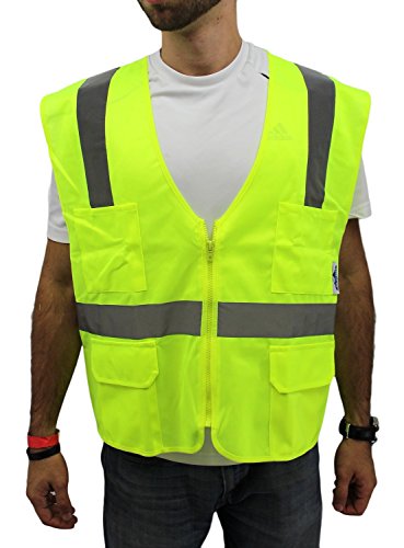 XXL / Ansi Class 2 High Visibility Safety Vest: Solid Lime Front/ Mesh Back