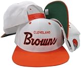 Cleveland Browns White/Orange Script Two Tone Plastic Snap Back Hat/Cap
