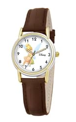 Disney Women's D088S007 Tinker Bell Brown Leather Strap Watch
