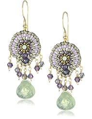 Miguel Ases Green Rutilated Quartz Single Stone Drop Earrings