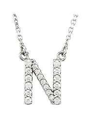 14K White Gold Diamond Initial Necklace "N" -- LIFETIME WARRANTY