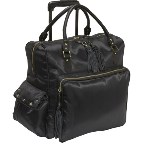 Gogo Voyage Luggage Margo Wheeled Weekender Bag, Black Nylon, One Size