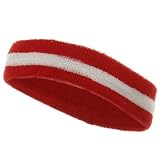 Terry Stripe Headband-Red White W15S28C