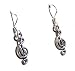 Treble Clef Earrings in Antiqued Silver on 925 Sterling Silver Earwires, .75