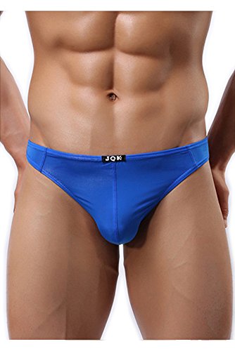 Louis Rouse Men's Solid Color Ice Silk Briefs Thong Navy Blue