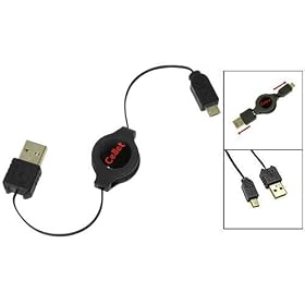 Retractable (2-in-1, Charging and Sync) USB Data Cable for LG ENV2 (VX9100), Decoy VX-8610, AX-300, Dare, Glimmer UX-830 / Motorola RAZR2 V9, V9m, V8, Q9m, Q9h, ROKR U9, Z9 / Nokia 6205 / Sanyo S1, Katana LX / Kyocera E2000, Mako S4000 - Retail Packaging
