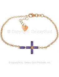 Amethyst Cross Bracelet in 14k Rose Gold