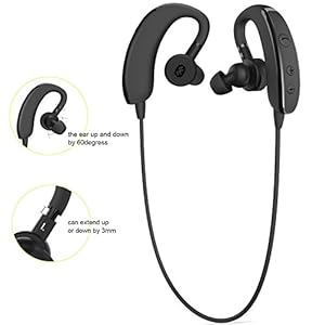 Bluetooth Headphones, Matone® V4.1 Wireless Bluetooth Headset Dual-Ear [Retractable Earbuds ] [Sport TPU Earhook] [Super Standby Headphones], Noise Cancelling Earbuds Earphones with Microphone（Black）